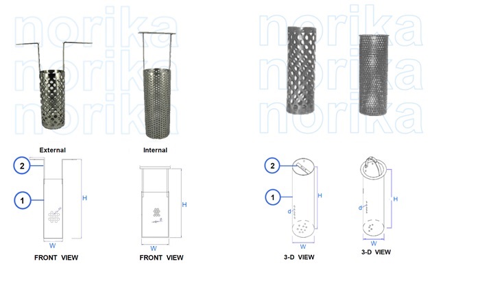 Stainless Steel AISI304 internal/external food waste strainer basket